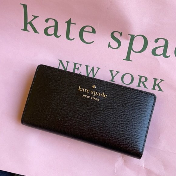 Kate Spade Staci Large Slim Bifold Wallet Black - Picture 11 of 16